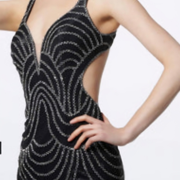 Jovani Dresses & Skirts - BEADED  Jovani Navy Open Back Embellished Cocktail Dress NWT size 4